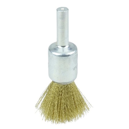 Weiler 1/2" Crimped Wire End Brush, .005" Brass Fill 10158